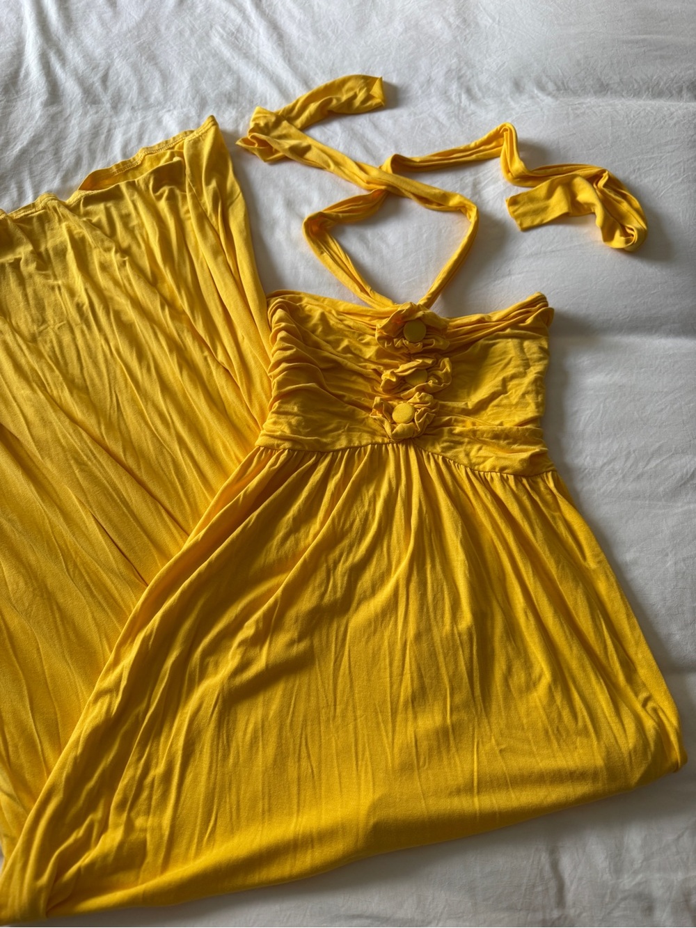 Bel Kazan Yellow Halter Maxi Dress